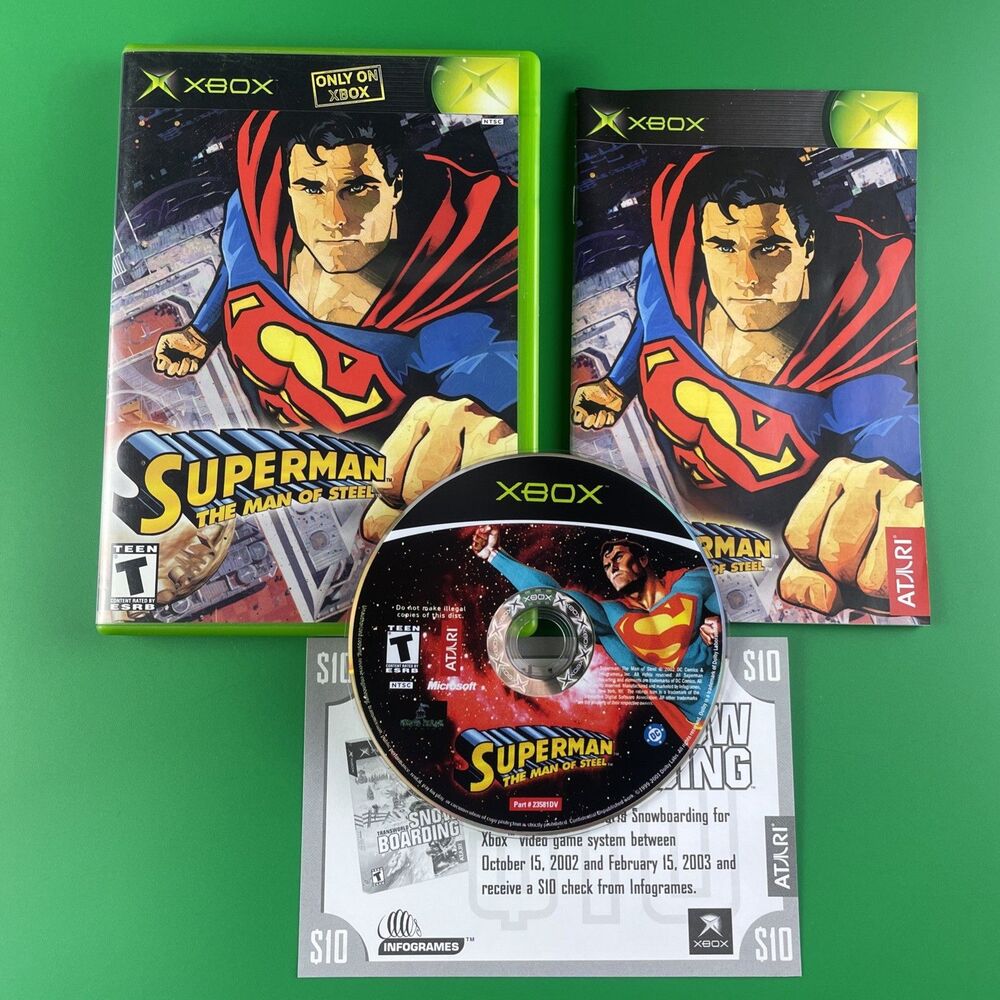 Superman: The Man of Steel (Microsoft Xbox, 2002) Complete with Insert
